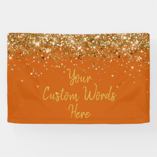 Aangepaste verbrande oranje gouden verjaardagsfees spandoek (Horizontaal)