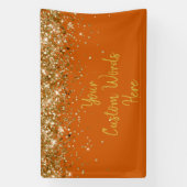 Aangepaste verbrande oranje gouden verjaardagsfees spandoek (Verticaal)