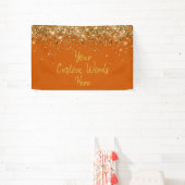Aangepaste verbrande oranje gouden verjaardagsfees spandoek (Insitu)