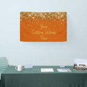 Aangepaste verbrande oranje gouden verjaardagsfees spandoek (Beurs)