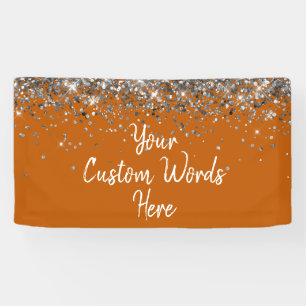 Aangepaste Verbrande Oranje & Zilveren Verjaardags Spandoek