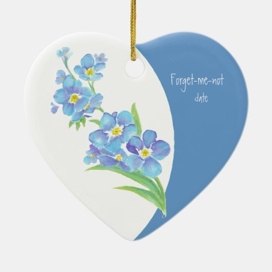 Aangepaste, vergeten-me-niet-Waterverf ventilator Keramisch Ornament (Achterkant)