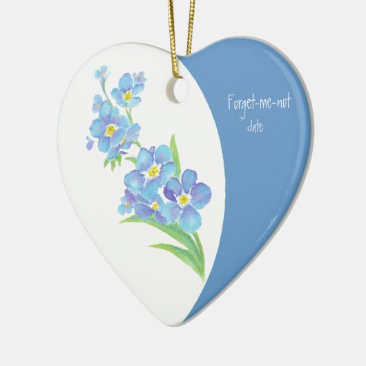Aangepaste, vergeten-me-niet-Waterverf ventilator Keramisch Ornament (Links)
