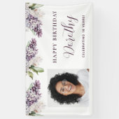 Aangepaste Verjaardag Banner Foto 18e Paarse Bloem (Verticaal)