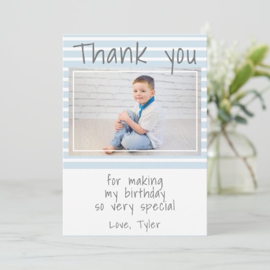 Aangepaste verjaardag Bedankt Foto kaart (Staand voorkant)