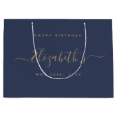 Aangepaste verjaardag blauw en goud groot cadeauzakje (Voorkant)