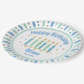 Aangepaste verjaardag blauwe jongens papieren bord (Gekanteld)