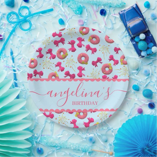 Aangepaste Verjaardag Bord – Roze Donuts & Bows (Feest)