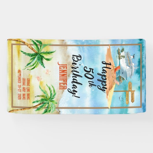 Aangepaste verjaardag Cruise Ship Door Spandoek (Horizontaal)
