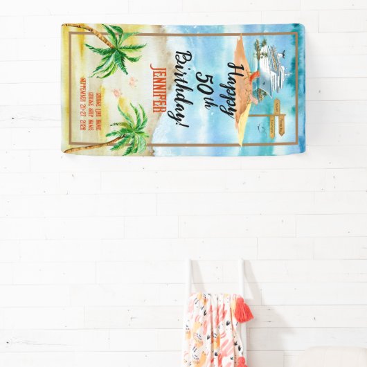 Aangepaste verjaardag Cruise Ship Door Spandoek (Insitu)