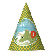 Aangepaste Verjaardag Dinosaurus Triceratops Alle  Feesthoedjes (Voorkant)