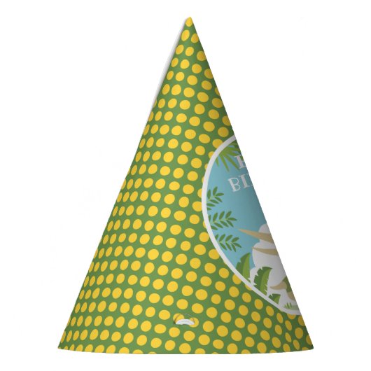 Aangepaste Verjaardag Dinosaurus Triceratops Alle  Feesthoedjes (Links)