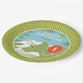 Aangepaste Verjaardag Dinosaurus Triceratops Alle  Papieren Bordje (Gekanteld)