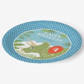 Aangepaste verjaardag Dinosaurus Triceratops Any A Papieren Bordje (Gekanteld)