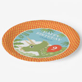 Aangepaste Verjaardag Dinosaurus Triceratops Elke  Papieren Bordje (Gekanteld)