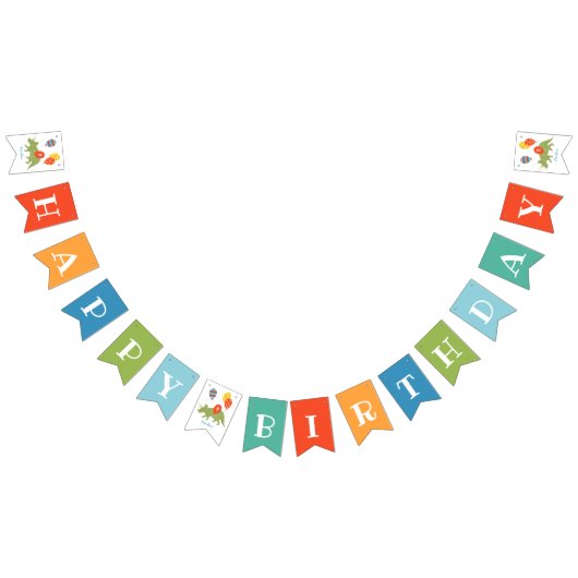 Aangepaste verjaardag Dinosaurus Triceratops elke  Vlaggetjes (Alle)