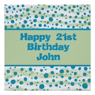 Aangepaste verjaardag door het Zee Blauw en Groen Perfect Poster