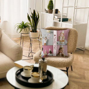 Aangepaste Verjaardag Foto Collage Sierkussen