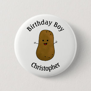 Aangepaste Verjaardag Gelukkige Aardappel Ronde Button 5,7 Cm