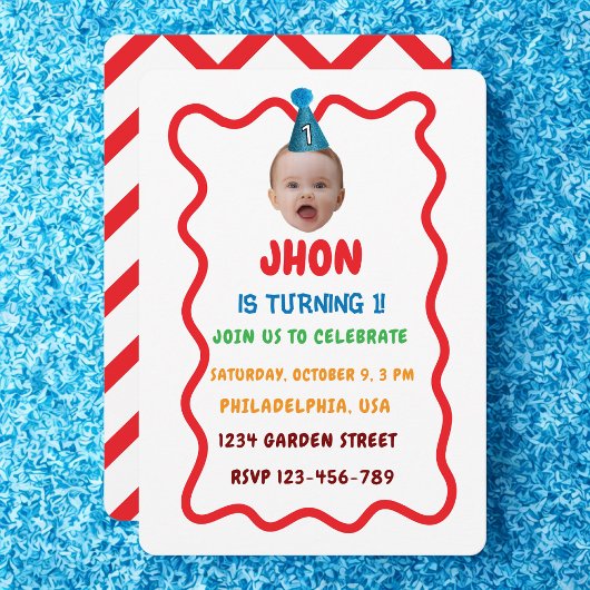 Aangepaste Verjaardag Gezicht Party Pet, Baby 1e V Kaart