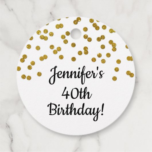 Aangepaste Verjaardag Gouden Confetti Bedankjes Labels (Achterkant)