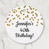 Aangepaste Verjaardag Gouden Confetti Bedankjes Labels (Voorkant)