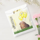 Aangepaste verjaardag Guinee Pig Gele Ballonnen Bedankzakje (Gezegeld)