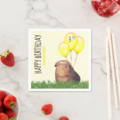 Aangepaste verjaardag Guinee Pig Gele Ballonnen Servet (Insitu)