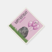 Aangepaste Verjaardag Guinee Pig Paarse Ballonnen Servet (Hoek)