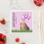Aangepaste Verjaardag Guinee Pig Paarse Ballonnen Servet (Insitu)