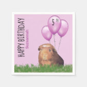 Aangepaste Verjaardag Guinee Pig Paarse Ballonnen Servet (Voorkant)