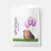 Aangepaste Verjaardag Guinee Pig Paarse Ballons Fa Bedankzakje (Voorkant)