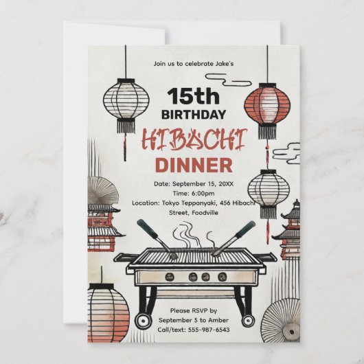 Aangepaste Verjaardag Hibachi Dinner Lantaarns & G Kaart (Voorkant)