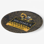 Aangepaste verjaardag in aanbouw papieren bordje (Gekanteld)