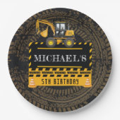 Aangepaste verjaardag in aanbouw papieren bordje (Voorkant)