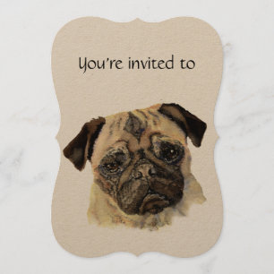 Aangepaste verjaardag jubileum  Aquarel Pug Hond H Kaart