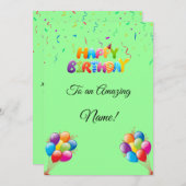 Aangepaste Verjaardag Kaart met Ballonnen & Confet (Voorkant / Achterkant)