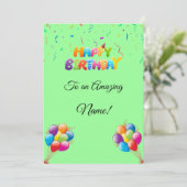 Aangepaste Verjaardag Kaart met Ballonnen & Confet (Staand voorkant)