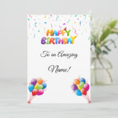 Aangepaste Verjaardag Kaart met Ballonnen & Confet (Staand voorkant)