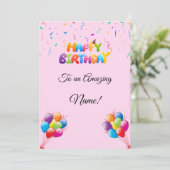 Aangepaste Verjaardag Kaart met Ballonnen & Confet (Staand voorkant)