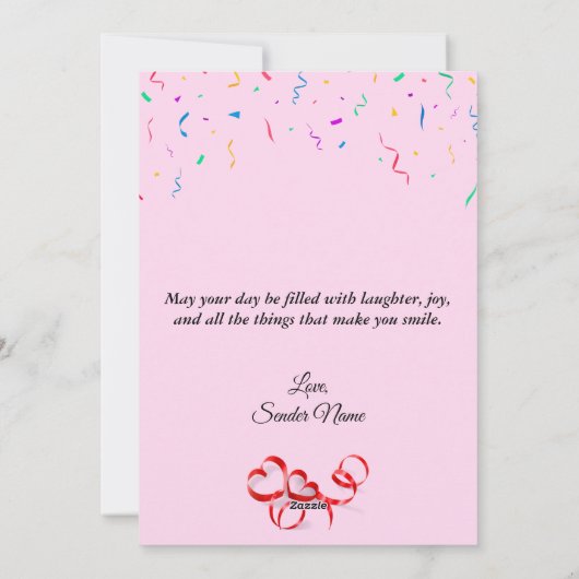 Aangepaste Verjaardag Kaart met Ballonnen & Confet (Achterkant)