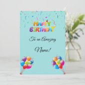 Aangepaste Verjaardag Kaart met Ballonnen & Confet (Staand voorkant)