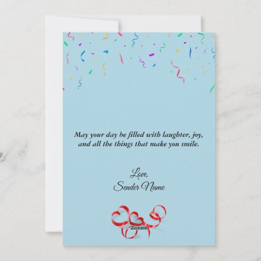 Aangepaste Verjaardag Kaart met Ballonnen & Confet (Achterkant)