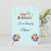 Aangepaste Verjaardag Kaart met Ballonnen & Confet (Staand voorkant)