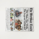 Aangepaste Verjaardag Krant Achtergrond met Foto's Wandkleed (Voorkant (horizontaal))