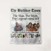 Aangepaste Verjaardag Krant Achtergrond met Foto's Wandkleed (Voorkant)