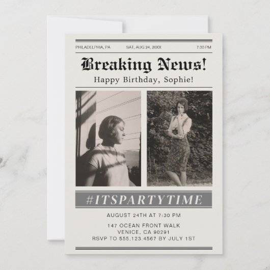 Aangepaste Verjaardag Krant Magazine Hoesje Kaart (Achterkant)