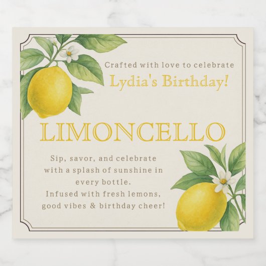 Aangepaste Verjaardag Limoncello Fles Label Likeurfles Etiket (Enkel label)