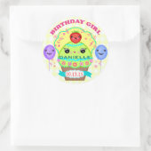Aangepaste Verjaardag Meisje Kawaii Cupcake Sticke Ronde Sticker (Tas)