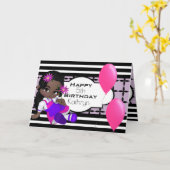 Aangepaste verjaardag met Cute Lil Girl Kaart (Gele Bloem)